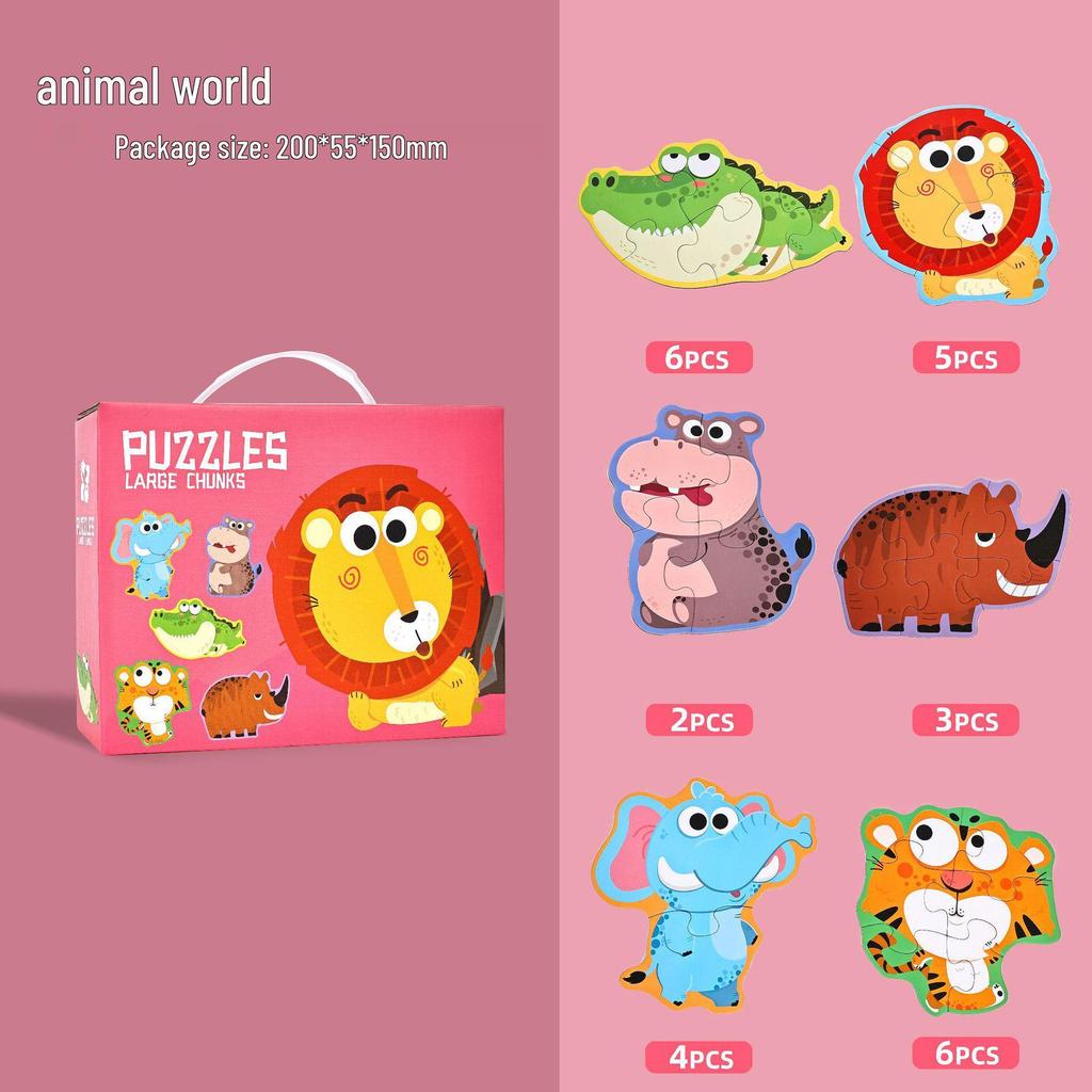 TEMU Educational Six-in-One Cognitive Puzzle: Animals & Transportation for Kindergarteners