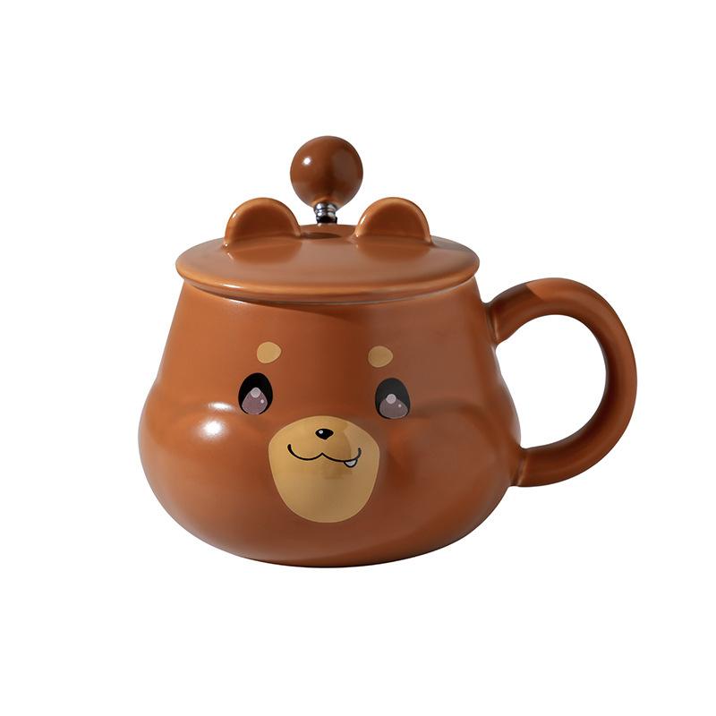 Creative Cartoon Ceramic Cup With Lid High Value Household Couple Water Cup Gift Box With Hand Gift Style