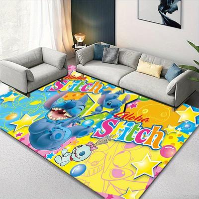 1pc Disney Lilo and Stitch Pattern Carpet Area Rug Non-slip Carpet Hand Washable Floor Mat Suitable For Living Room Bedroom Home Decor