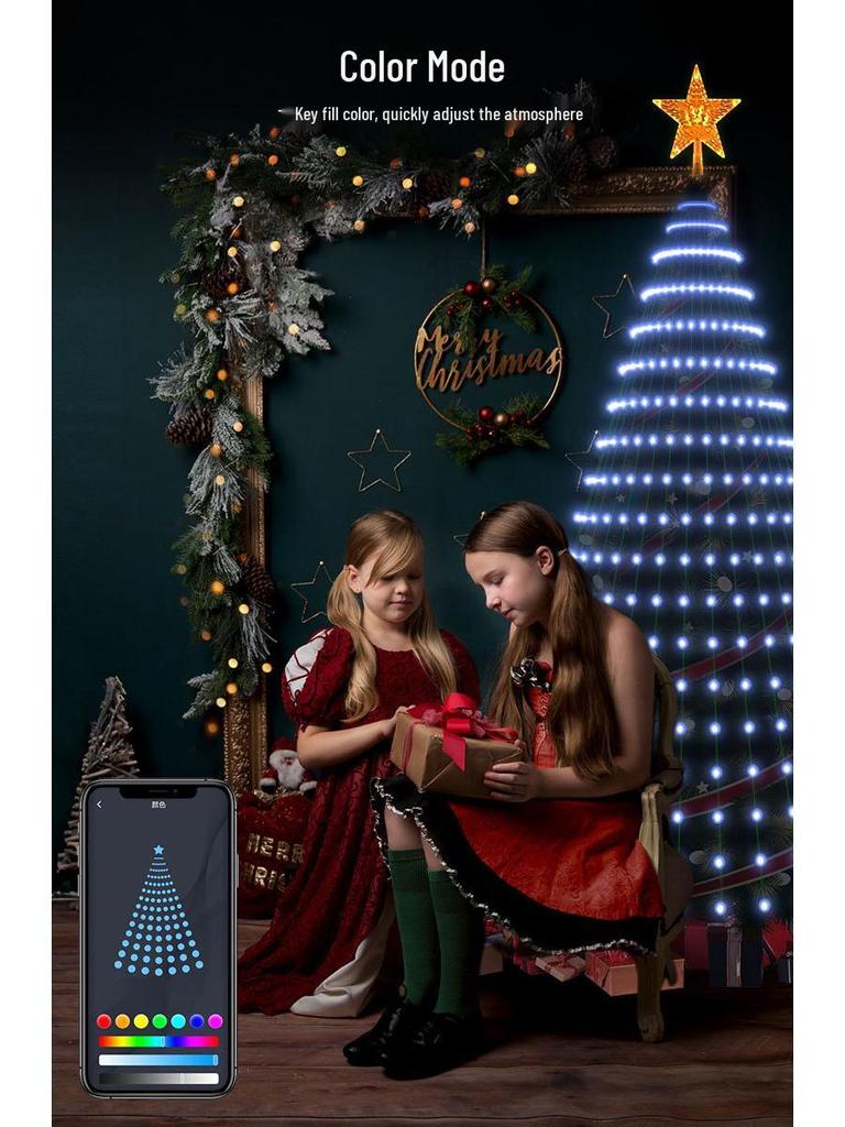 APP-Controlled LED Color-Changing Christmas Tree Lights with Bluetooth, PVC Neon String, Holiday Decoration, and Adjustable Atmosphere Lighting