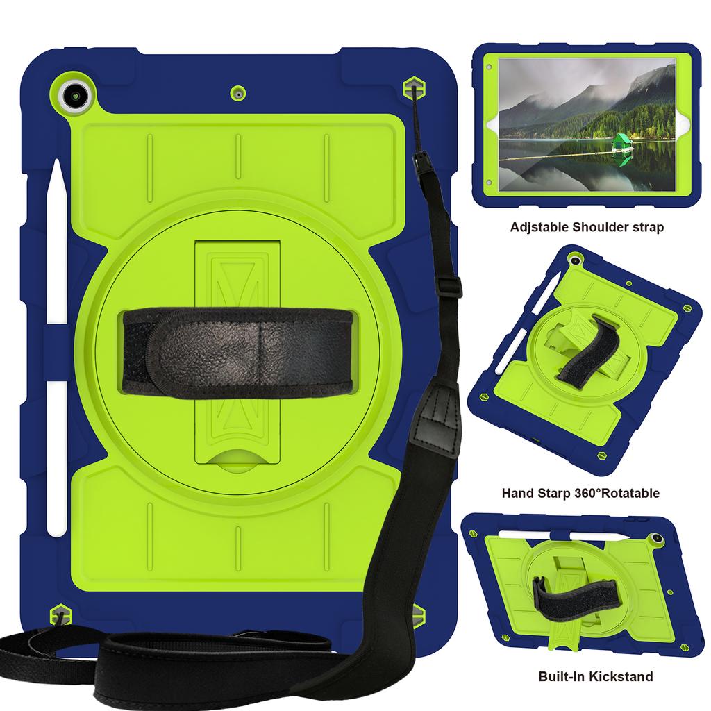 With Shoulder Strap Heavy Duty Case for IPad A16 2025 11th 10.9 2022 10th 10.2 2019 2020 2021 7-8-9th Gen. Rotation Stand Cover