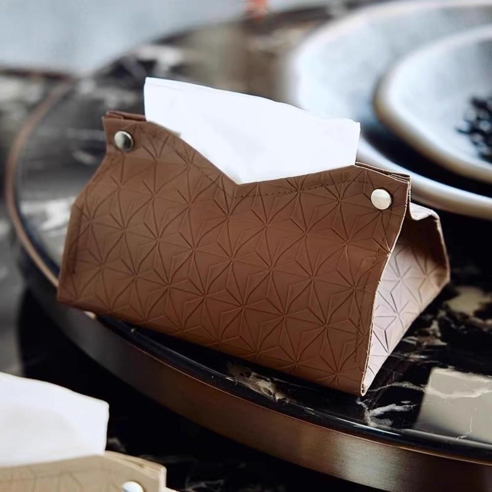 Geometric Texture Tissue Box Light Luxury Simple Tissue Cover Household Storage Box Toilet Paper Box Living Room Coffee Table