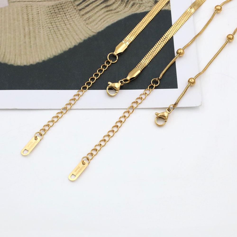 18K Vacuum Electroplated Gold Stacked Bead Chain Snake Bone Chain Women'S Fashion Stacked Titanium Steel Double-Layer Necklace