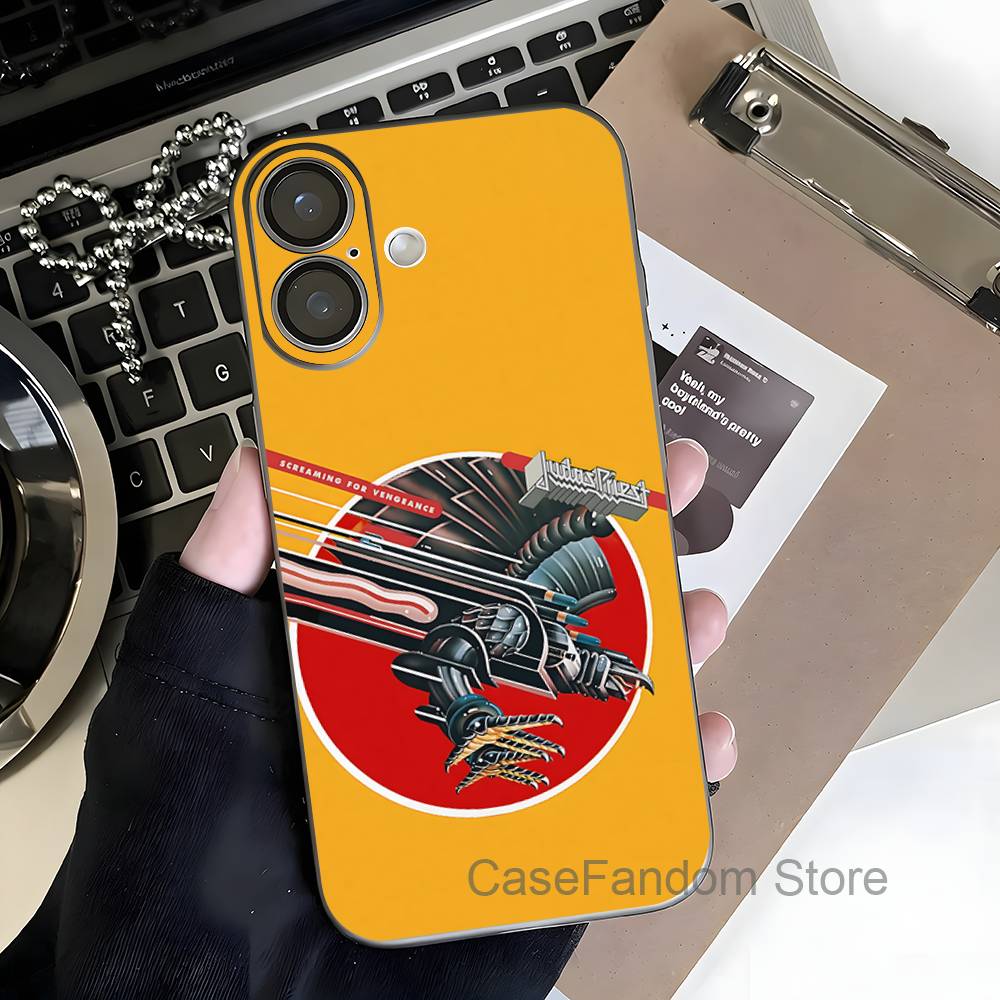 

J-Judas P-Priest Magnetic Wireless Charging Transparent gray Phone Case For iPhone 17,16,15,14,13,12,11,Pro,Max,Plus iPhone15pro