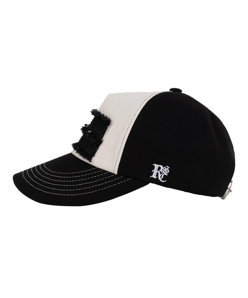 Aleseueseussi Denim Patched Rivet Ball Cap - Black/Ivory