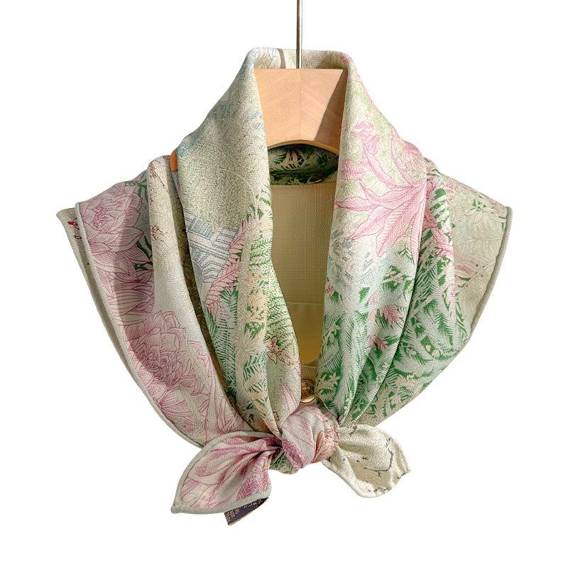 70% Wool 30% Real Silk Scarf For Women Shawls Wraps Foulard High Quality Scarves Pashmina Female Hijab Bandana Kerchief 65Cm