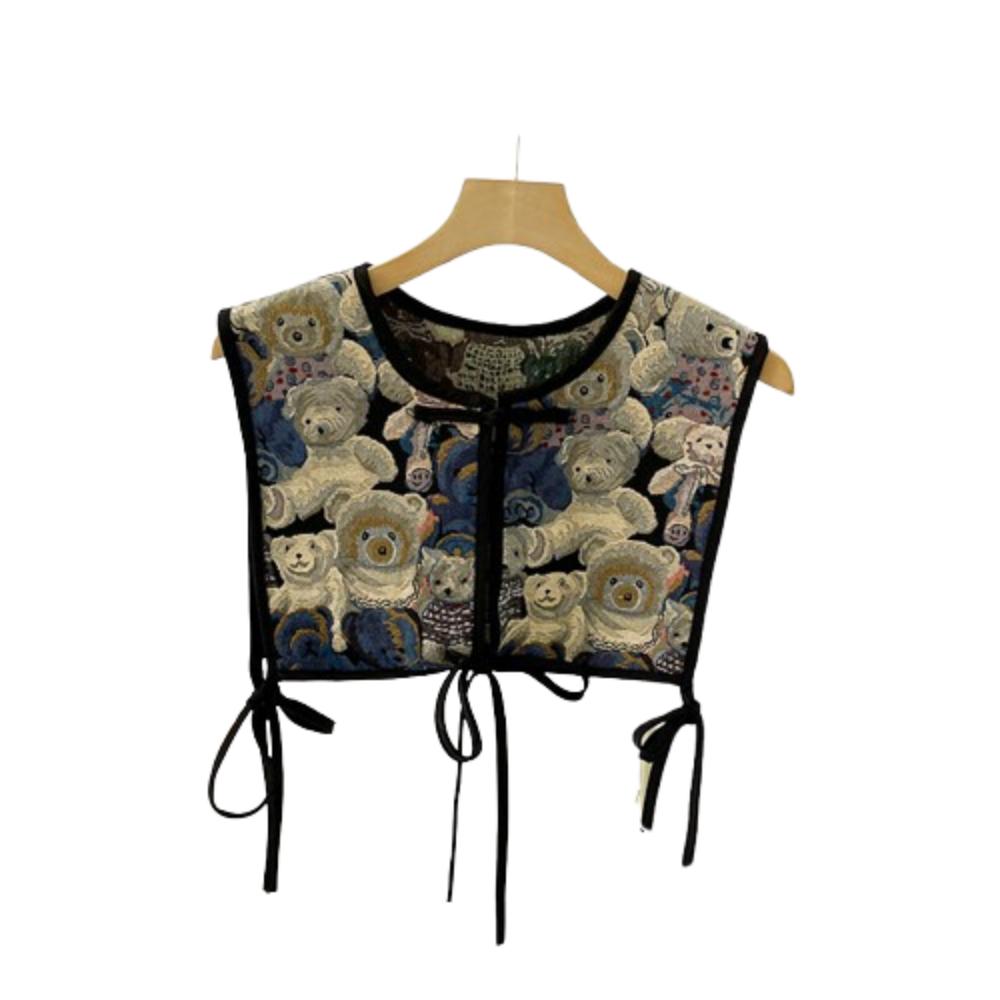 

Случайный узор женский вышитый жилет винтажный жилет на шнуровке модный поддельный воротник накидка женский Style 2