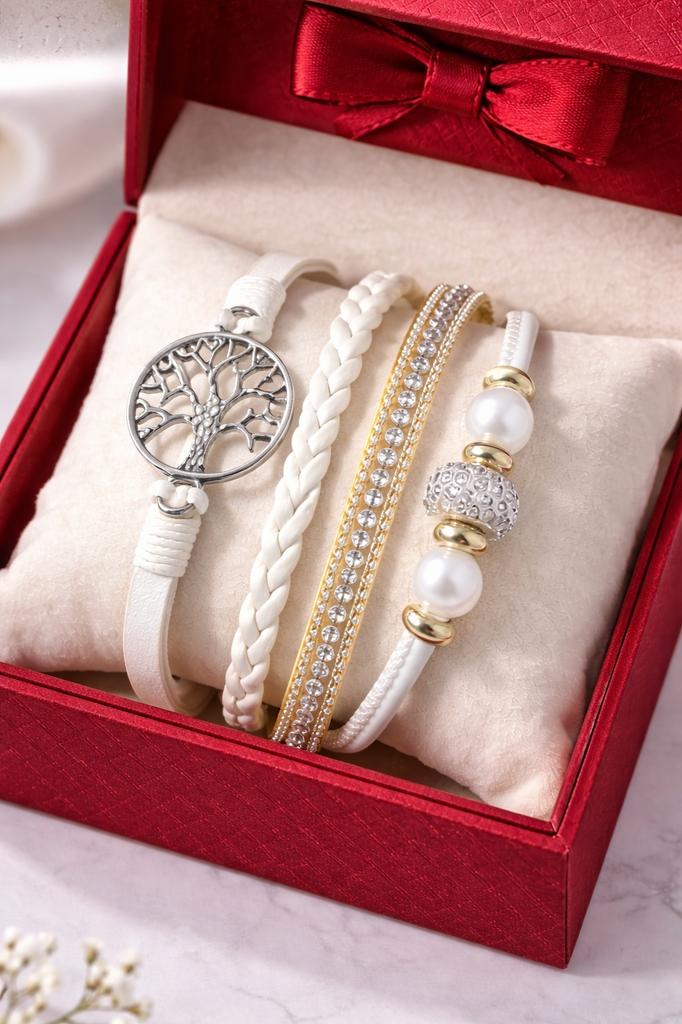 Women' Leather Bracelet DIAMONDED Tree of Life Fashionable For Women