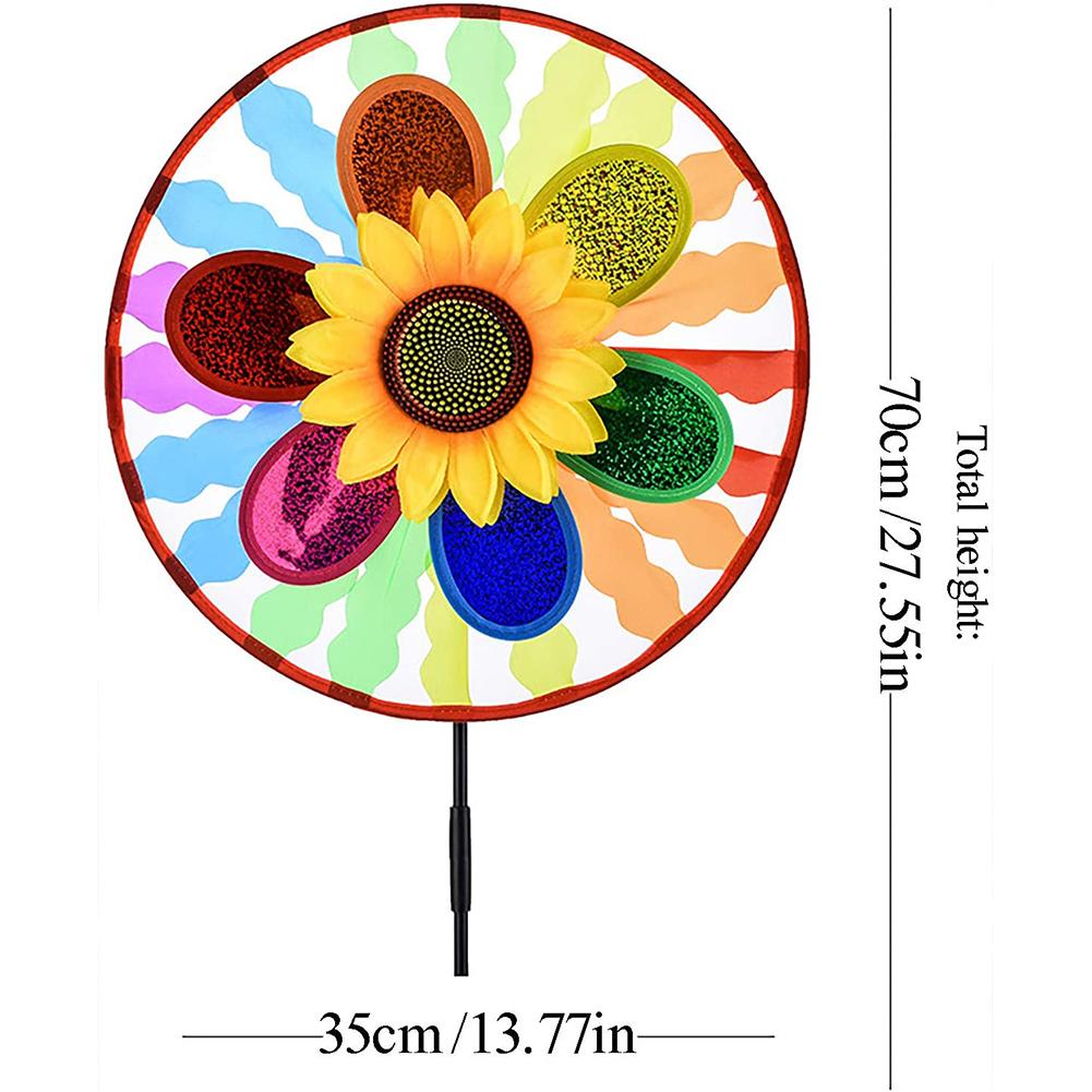 Colorful Rotating Windmill Sequin Sun Flower Pinwheels Outdoor Garden Decoration Site Layout