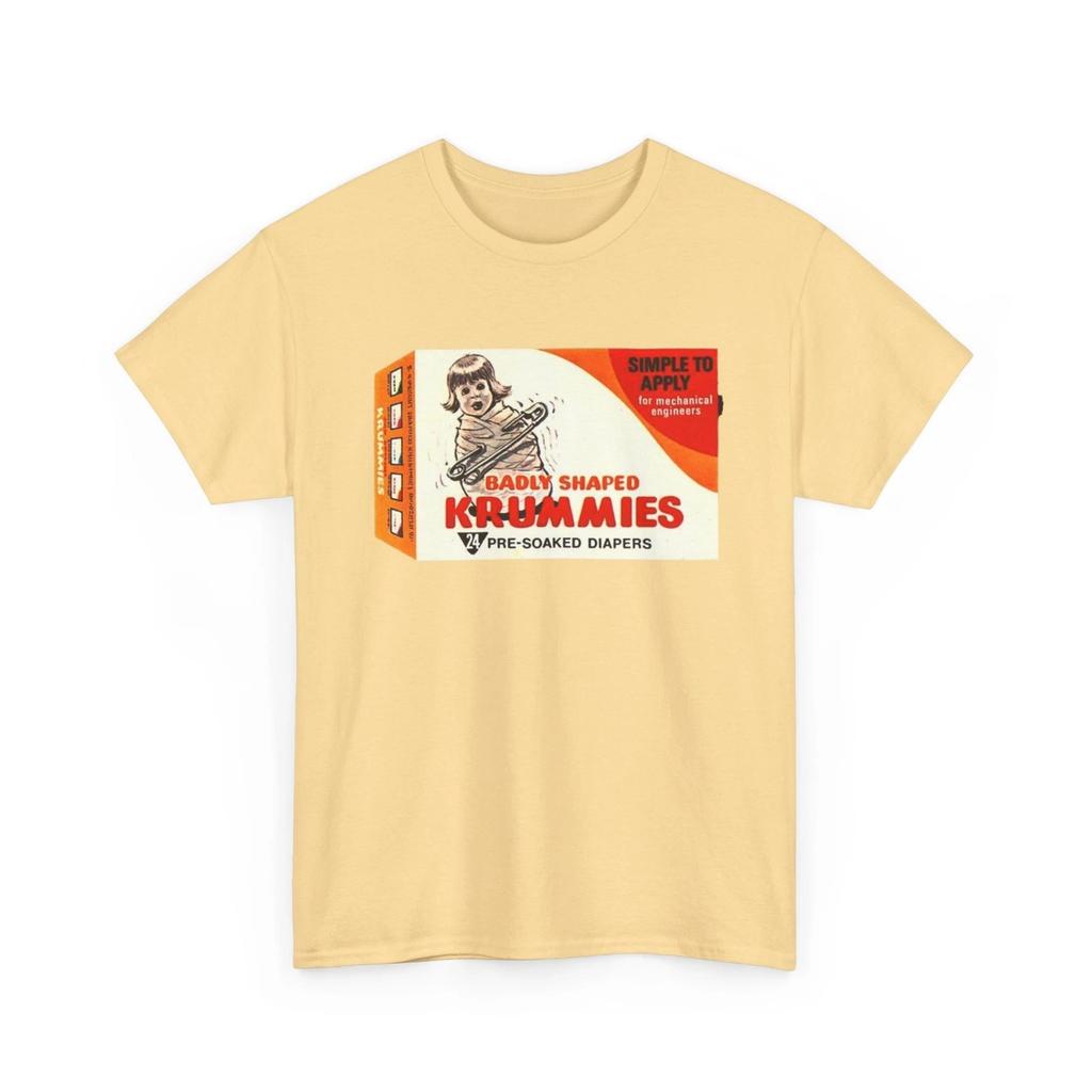 Wacky Packages Krummies Diapers Printed T shirt Funny Kimbies Parody Pampers