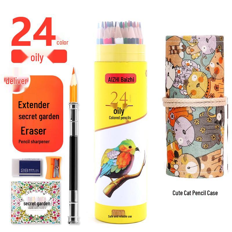 Sześciokątne Kredki Kolorowe Rozpuszczalne w Wodzie na Bazie Oleju - 12, 24, 36, 48, 72 Kolory - Zestaw do Rysowania dla Studenta