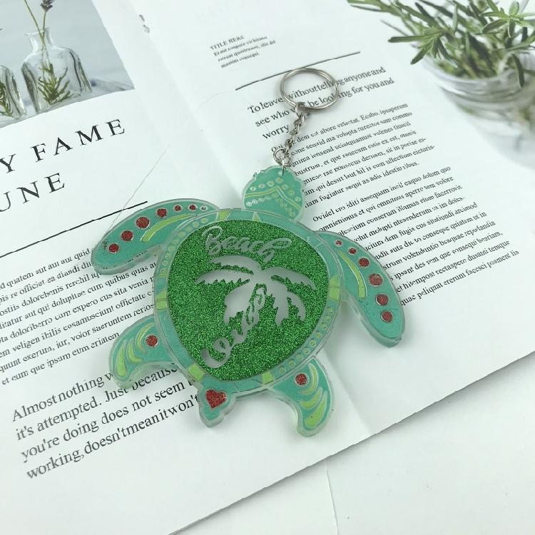 for Turtle Shape Keychain Silicone Mold with Hole Keyring Pendant Handmade Mold