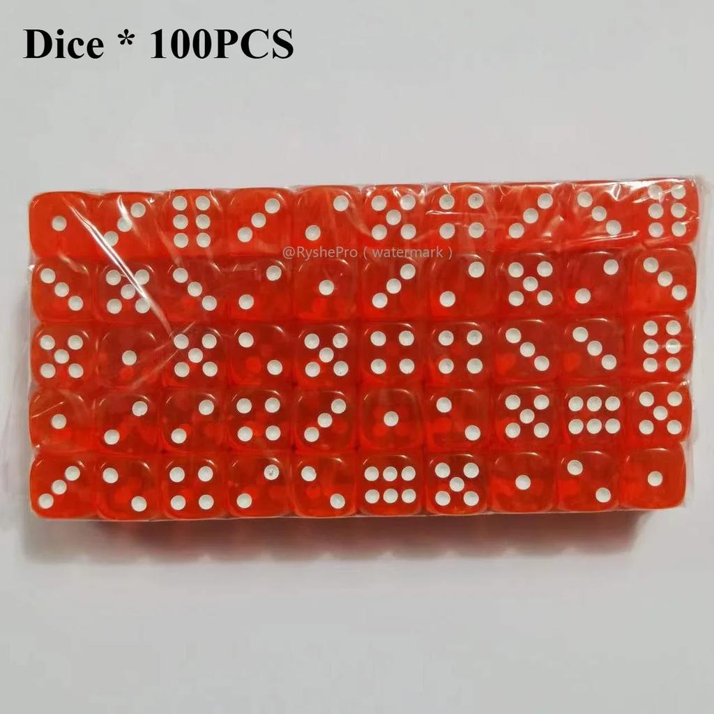100 Pieces Colored Dices 14mm 6 Sided with Acrylic Material Standard Game Dice Set for Board Games Parties Classroom Math Dice