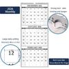 2026 Wall Calendar - 3 Month Calendar Vertical Display, 3-Month Wall Calendar 2026, Jan. 2026 - Dec. 2026, 11" X 26", Large Monthly Calendar, Lay-