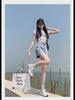 High-Waisted A-Line Denim Shorts for Women - Korean Style Summer Fashion, Wide-Leg, Casual Curling Design.