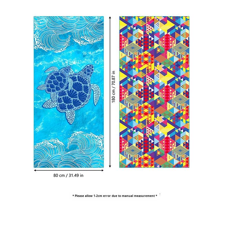 Customized Double Sided Velvet Quick Drying Sand Free Printed Design Extra Large Microfiber Beach Towel