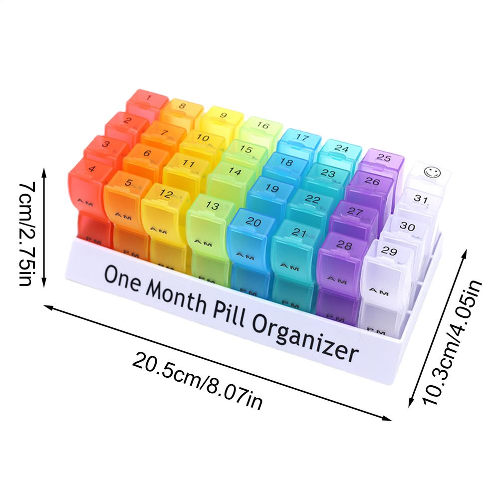

Pill Organizer Portable Travel Pill Cases Box Monthly Organizer 32Grids Pills Container Storage Tablets Vitamins Fish Oils