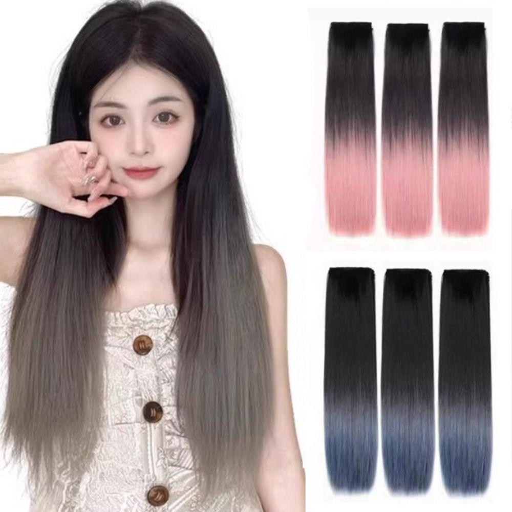 

3PCS Synthetic Hair Fake Hair Pieces Highlight Wig Pads Long Straight Hair Increased Hair Volume