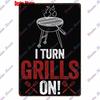 Pancarte Métallique Rétro pour Fête Barbecue Zone BBQ des Papas Temps de Grillade Affiche Décoration Murale pour Bar Pub Cuisine Maison WY