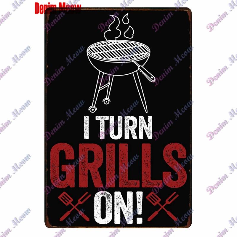 Pancarte Métallique Rétro pour Fête Barbecue Zone BBQ des Papas Temps de Grillade Affiche Décoration Murale pour Bar Pub Cuisine Maison WY