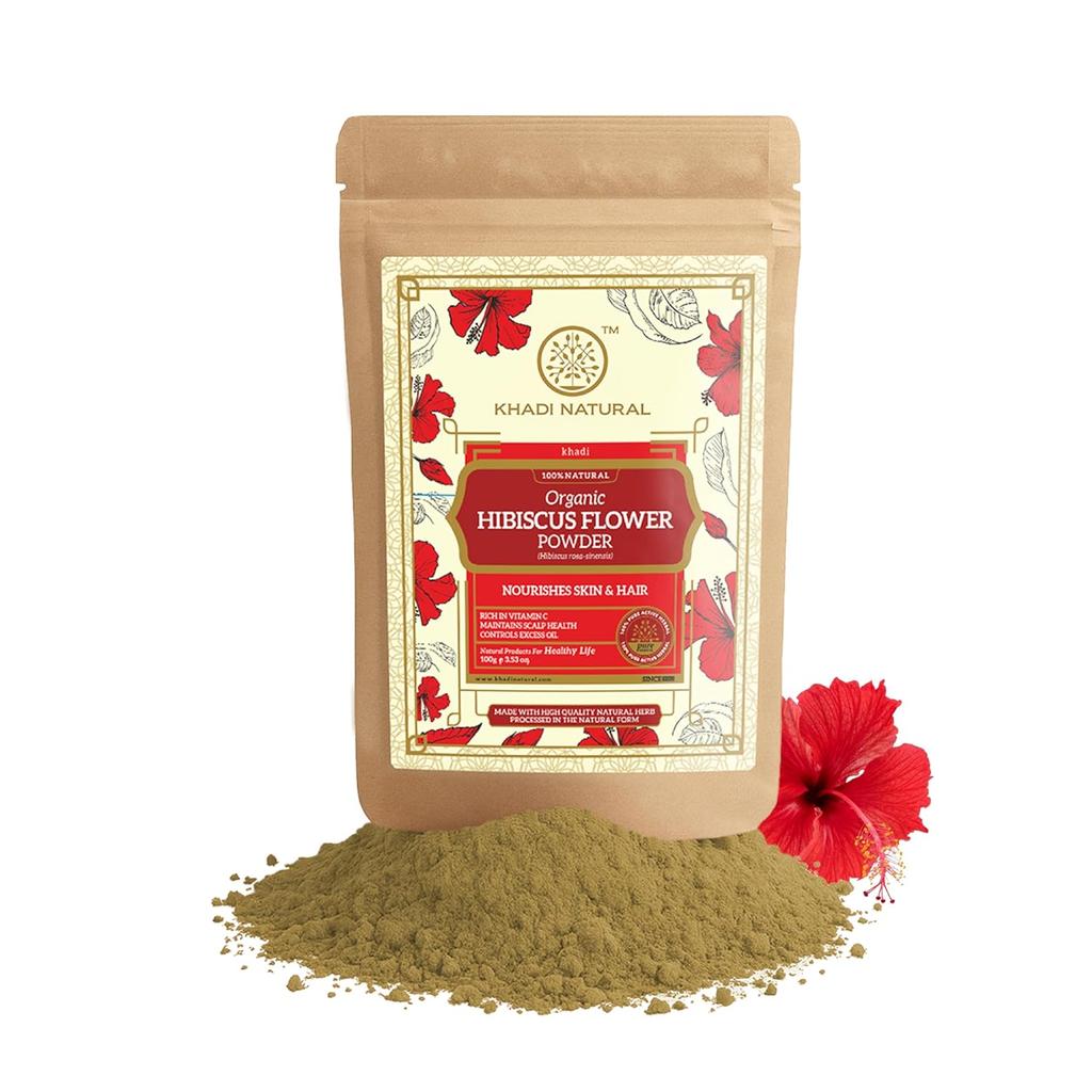 KHADI NATURAL Hibiscus Flower Organic Powder 100 Gm Hair Conditioner Hair Growth Shine Booster