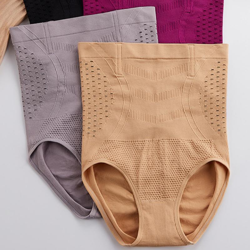 Women's Ultra-Thin High-Waisted Tummy Control Butt Lifting Shapewear Breathable Body Shaping Panties Non-Pinch Butt-Covering Anti-Roll Edge Briefs