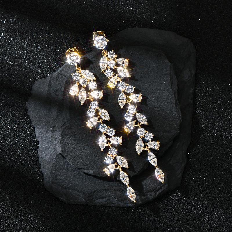 IOGOU Luxury Long Chandelier Drop Earrings Studs for Women Silver 925 5A Zircon Sona Engagement Wedding Earring New Jewelry