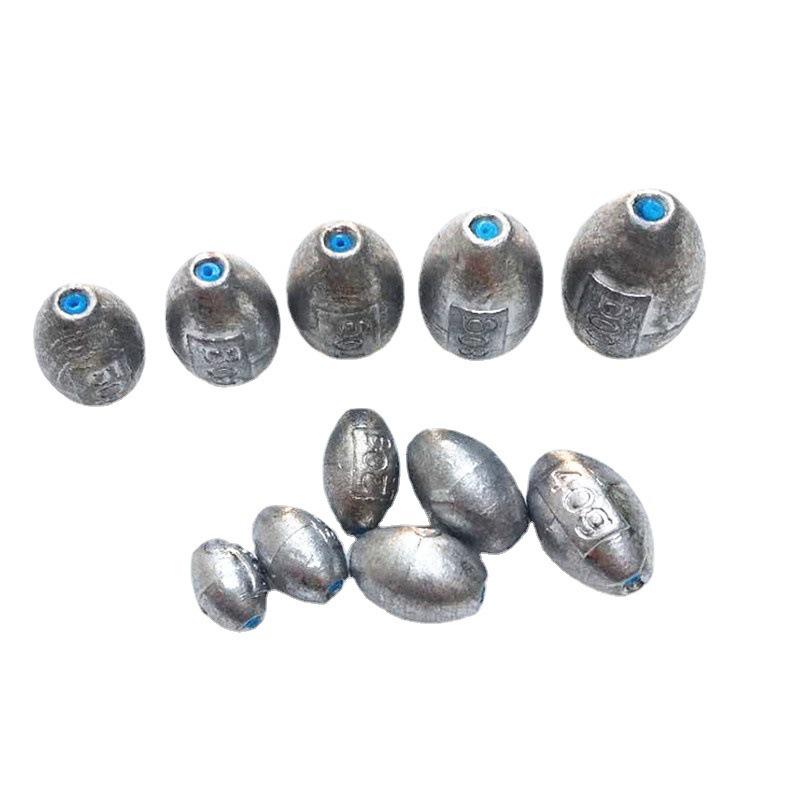 Olive-Shaped Anti-Snag Fishing Lead Sinker with Through-Hole for Long Cast Rods.