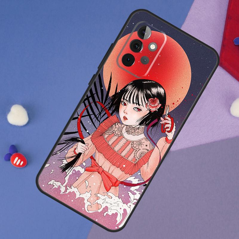 Cartoon Girl Aesthetic Case For Samsung Galaxy A52 A53 A33 A13 A34 A54 A14 A35 A55 A15 A56 A36 A26 A16 A06 A22 A32