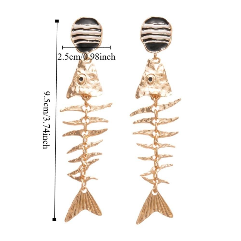 Gothic Fish Bone Earrings Exaggerate Geometric Drop Earrings Personality Earrings  Hollowen