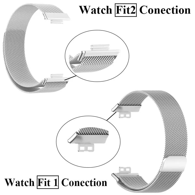 Metal Band For Huawei Watch Fit/Fit 2 Strap With Case TPU Screen Protector Watch Fit Bracelet Milanese Magnetic Loop Watchband