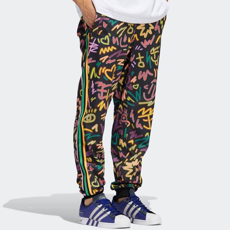 Adidas Originals Trefoil Geometric Pattern Print Stripe Casual Pants Men Bottoms Multicolor HC3089