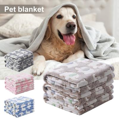 Pet Winter Blanket Super Soft Elephant Pattern Cozy Coral Fleece Cartoon Style