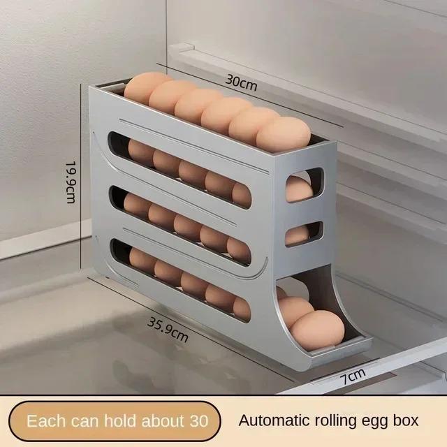 4 Tier Fridge Egg Rack Automatic Rolling Egg Holder Storage Box Container Kitchen Refrigerator Egg Dispenser Fridge Organizer