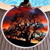 Big Tree Print Round Beach Towels, Polyester Sand Resistant Shawl Beach Blanket,Soft Absorbent Quick Dry Pool Towel Picnic Mat