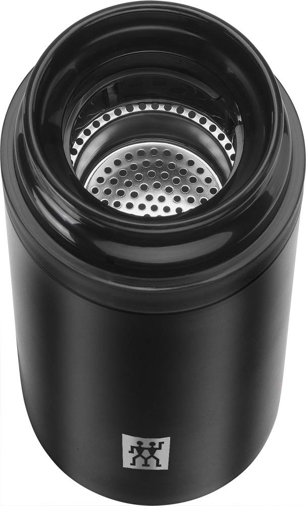 Zwilling Thermo Bottle with Strainer, 420ml, Black, Stainless Steel, Tea Strainer, Mug, Water Bottle, Insulates Cold and Hot Water [Official Japanese