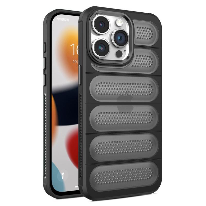 

For iPhone 13 Pro Case Heat Dissipation PC+TPU Matte Phone Cover Black