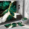 1/4pcs Luxury Emerald Green Marble Bathroom Set Waterproof Shower Curtain with Matching Non Slip Carpet and Toilet Lid Pad Modern Home Decoration Gift