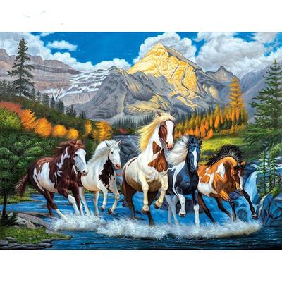 Pittura con Diamanti 5D Fai da Te Cavallo al Galoppo Ricamo Mosaico Punto Croce Decorazione con Strass