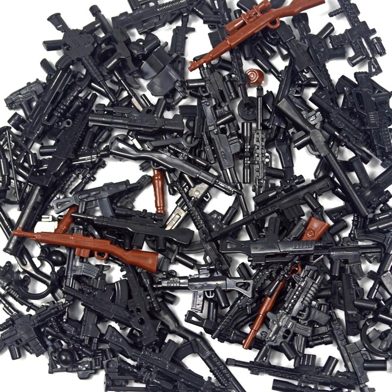 MOC Vojenská SWAT Zbraň WW2 Hračky Pistole Pytel s pískem Dělo Zbrojnice Stavebnice Figurky Vybavení Cihly Hračky pro děti