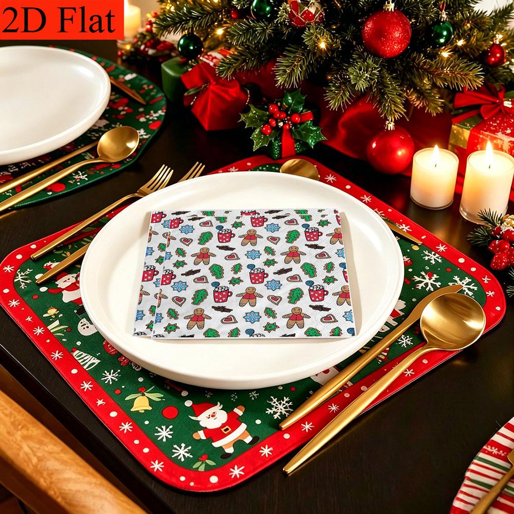 20pcs Disposable Napkins with Christmas Elements Pattern Print for Wedding,Parties,and Daily Use for Thanksgiving Fall Christmas Table Decoration