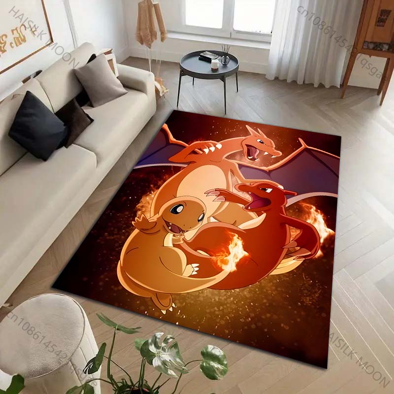 Japanese Anime Pokémon Charizard Printing Carpet for Living Room Bedroom Kid's Room Home Decor Area Rug Sofa Cloakroom Play Mat