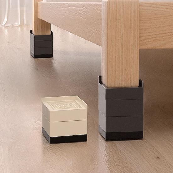 4Pcs Furniture Risers Shock Absorbing Anti-slip Heavy Duty Bed Desk Cabinet Sofa Chair Legs Refrigerator Dryer Washing Machine L-Shaped Lift Riser