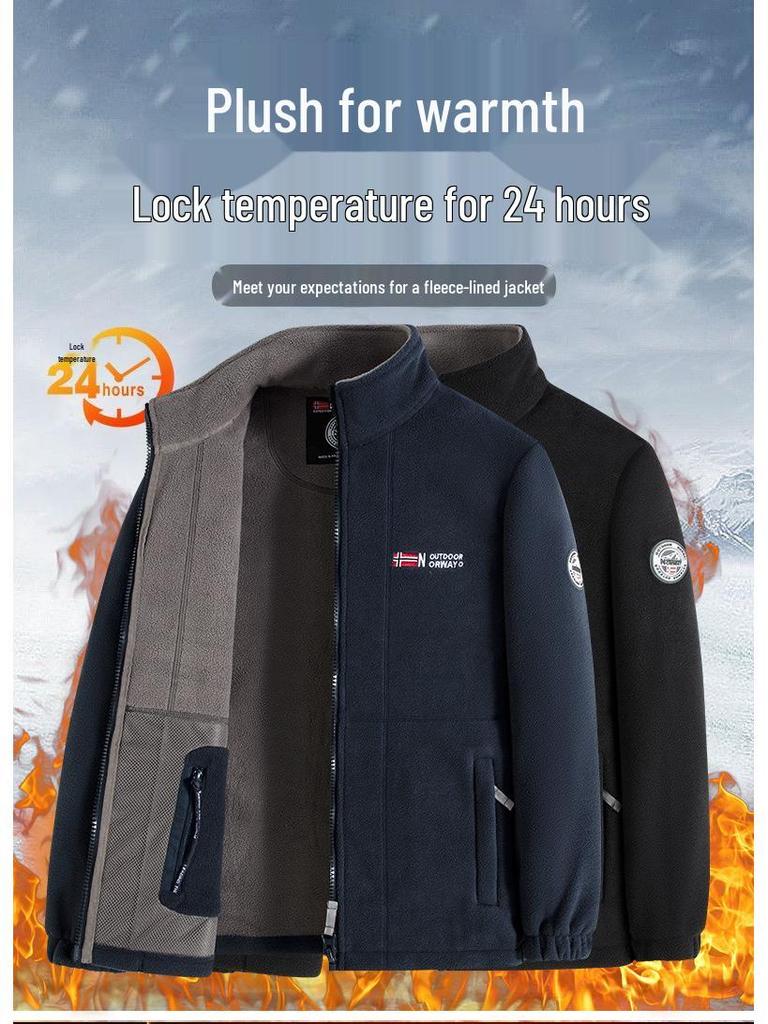 High-Quality Thickened Norwegian Stand Collar Embroidered Fleece Cotton Winter Jacket