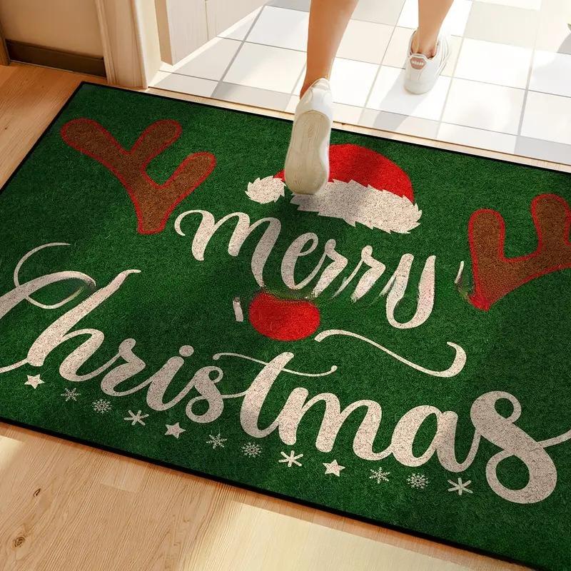 Festive Christmas Gnome Welcome Doormat Seasonal Charms, Durable Polyester Holiday Mat for Winter Home Decor , Christmas Decorations