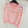 Trendy Knitted Sacai Nanyou European Stripe Crochet Long Sleeve with Colorful Dots for Early Autumn