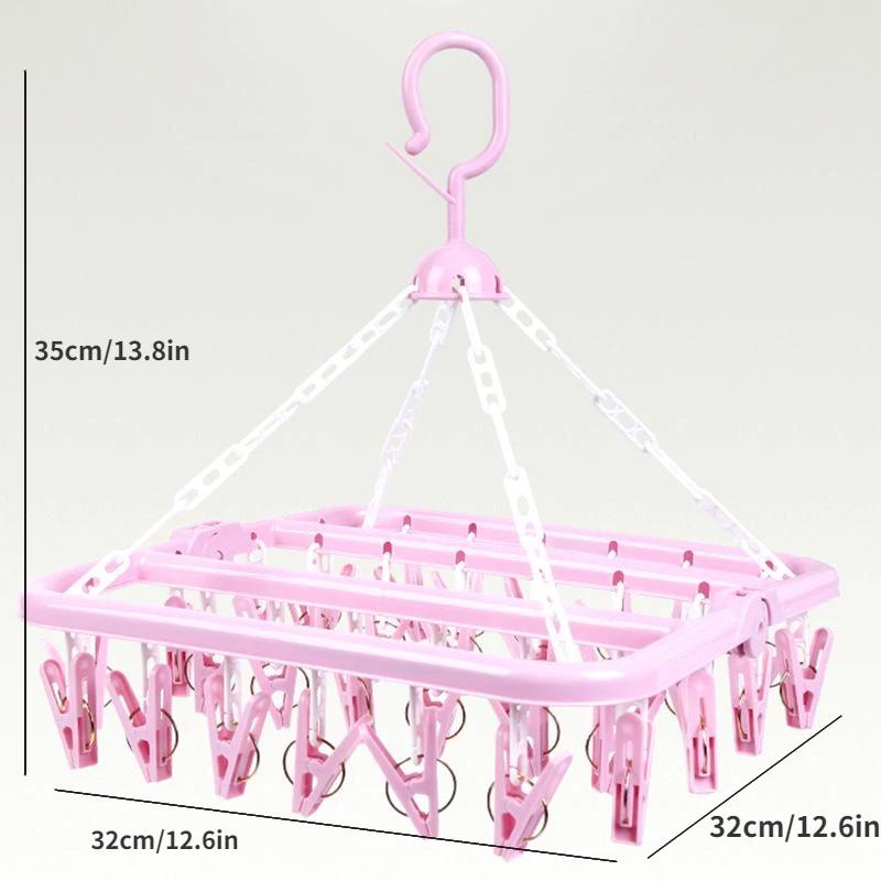 

1 шт. Компактная сушилка для белья и носков с 36 прищепками, многофункциональная складная пластиковая вешалка, экономящий место органайзер для прачечной
