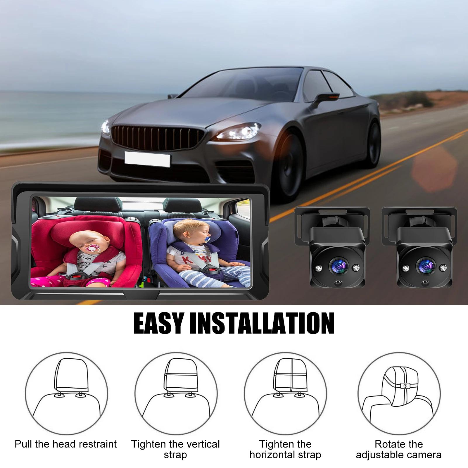 

6.8inch 1080P Display Car Baby Camera Dual Channel with 2 IR Night Vision Camera and 150° Wide View Angle Automotive Baby Camera чёрный