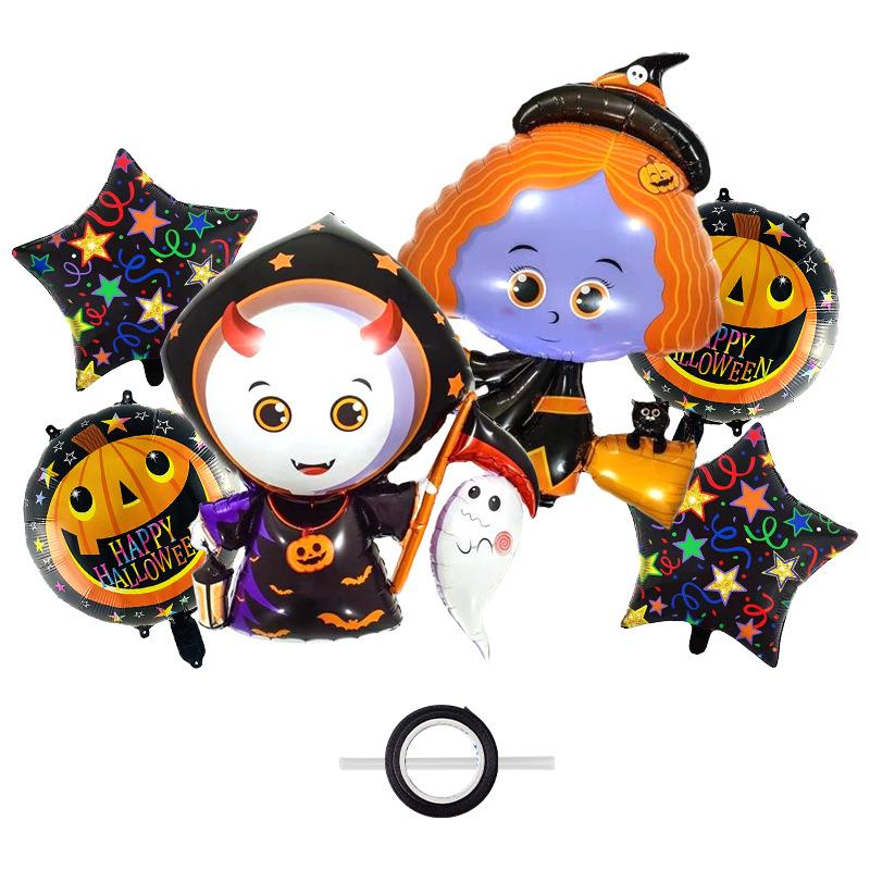 Halloween Pumpkin Star Mummy Witch Vampire Spider Wine Bottle Balloon Bundle Decorative Set