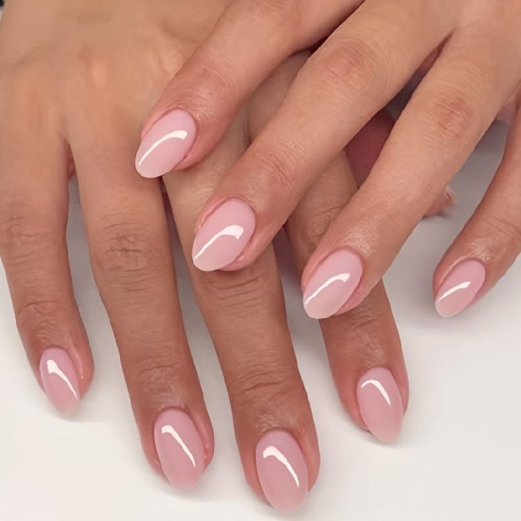 32 PEÇAS Unhas Postiças Rosa Brilhante Formato Oval Curto Unha Artificial ABS Durabilidade E Fácil De Aplicar Para Decorações de Festa de Mulheres